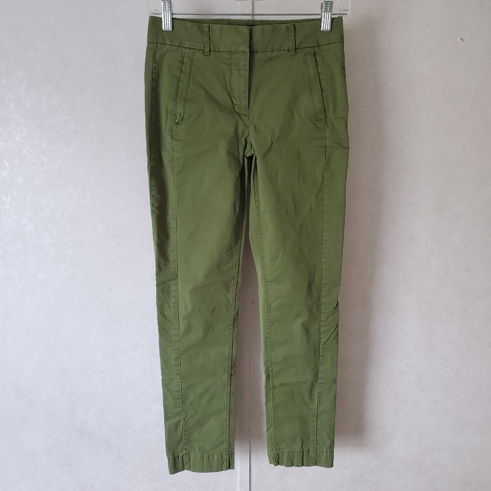 J Crew Maddie 0P Petite Olive Green Chino Pants